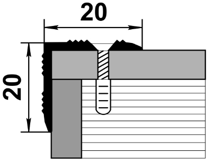 Профиль угловой ПУ 05 алюминий без покрытия 20х20мм длина 900мм - фото 2 - id-p157166341
