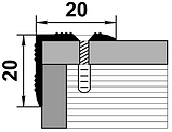 Профиль угловой ПУ 05 алюминий без покрытия 20х20мм длина 1800мм, фото 2