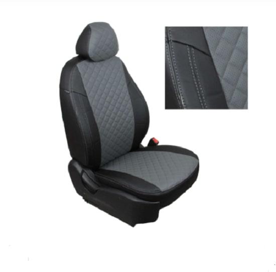 Чехлы из экокожи Ромб для Opel Mokka 2012-н.в. черный+серый