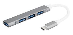 Адаптер - переходник - хаб USB3.1 Type-C на USB3.0 - 3x USB2.0, серый 555994