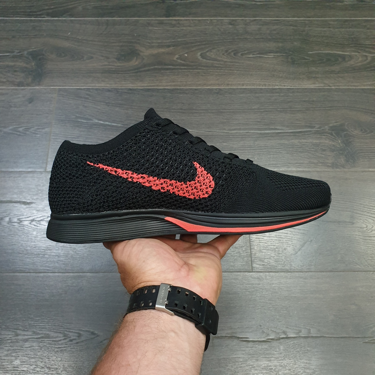 Кроссовки Nike Flyknit Racer Black Red - фото 3 - id-p157162914