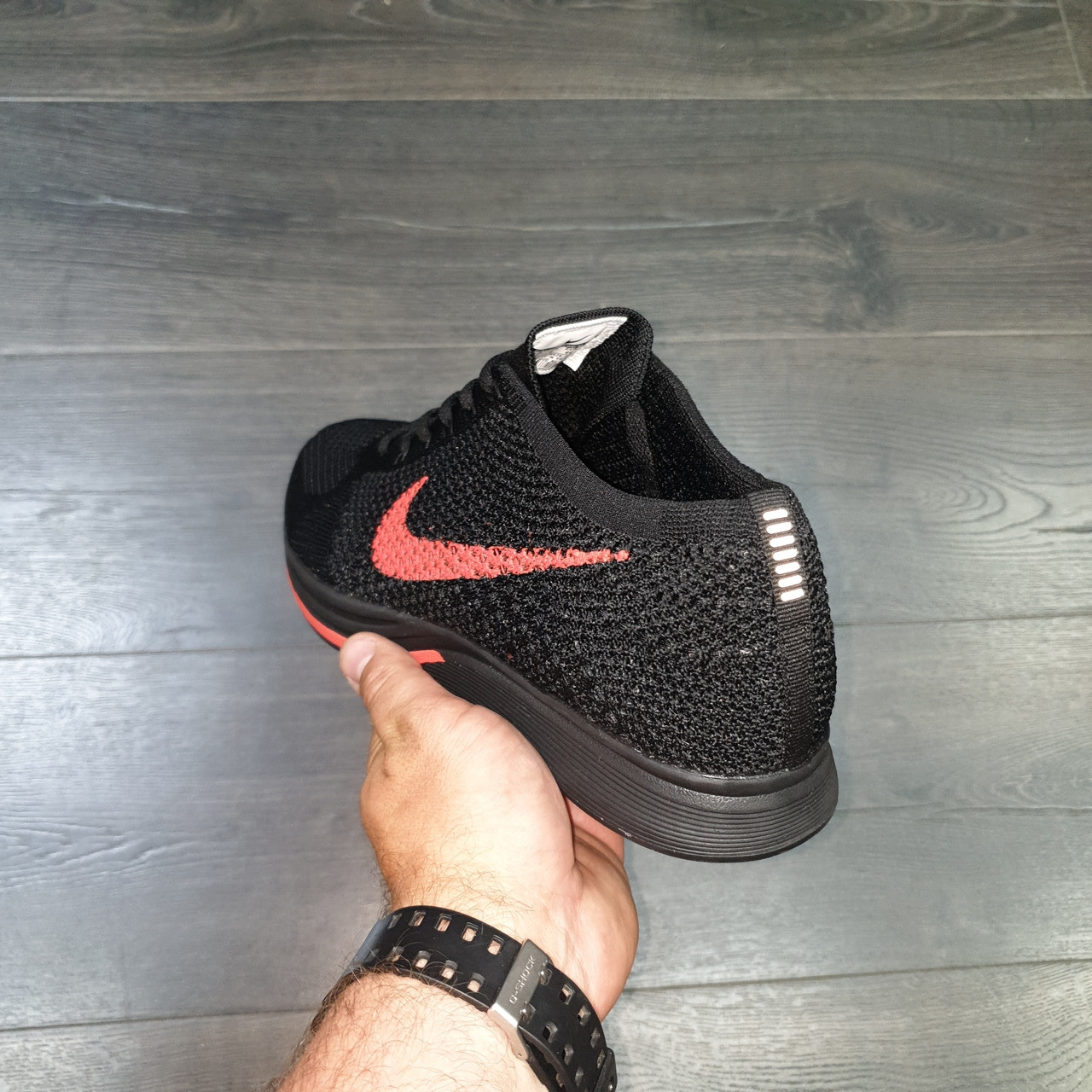 Кроссовки Nike Flyknit Racer Black Red - фото 5 - id-p157162914