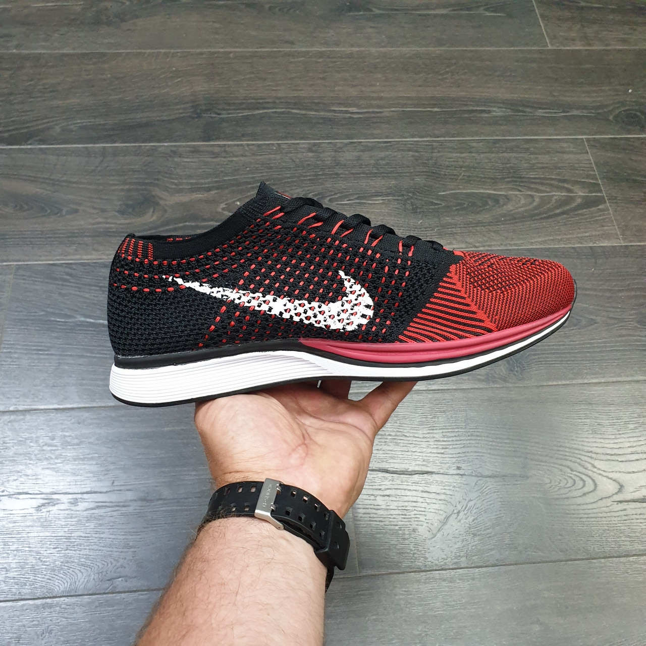 Кроссовки Nike Flyknit Racer Red White - фото 3 - id-p157162623
