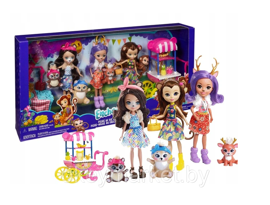 Игровой набор Mattel 3 куклы Enchantimals Пикник в парке - фото 1 - id-p157226671