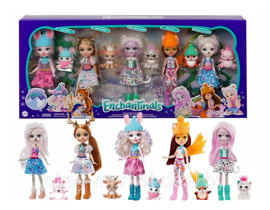 Игровой набор Mattel 5 кукол Enchantimals Снежный день - фото 1 - id-p157228131