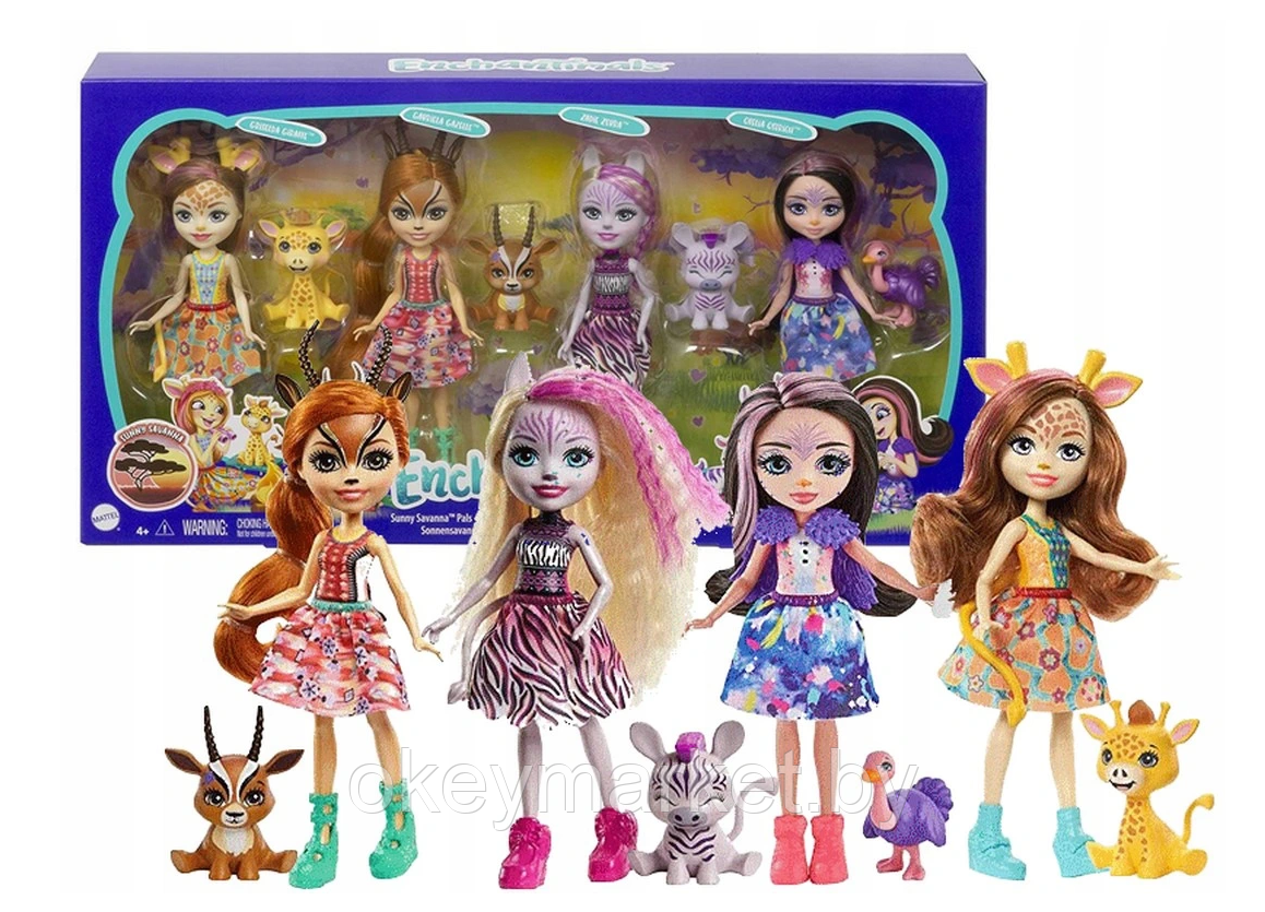 Игровой набор Mattel 4 куклы Enchantimals Друзья в солнечной саванне GYN57, фото 2