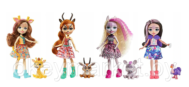 Игровой набор Mattel 4 куклы Enchantimals Друзья в солнечной саванне GYN57, фото 3