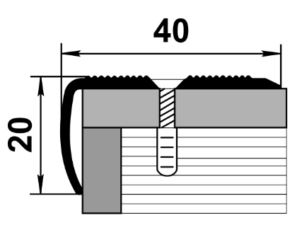 Профиль угловой ПУ 06 алюминий без покрытия 40х20мм длина 1350мм - фото 2 - id-p157235153