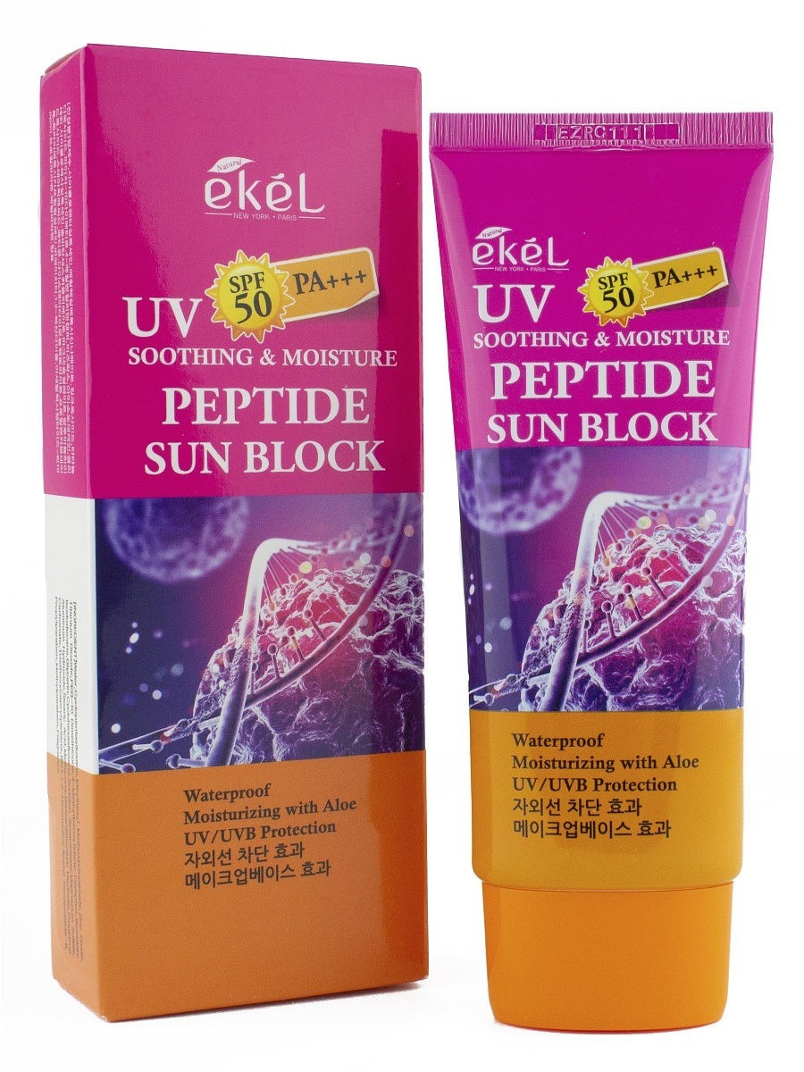 Увлажняющий солнцезащитный крем с пептидами Ekel Soothing & Moisture Peptide Sun Block SPF 50/PA+++, 70мл