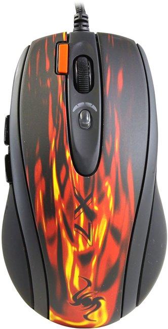Проводная лазерная игровая мышь A4Tech X7 (XL-750BK) Fiery Red, 7 кнопок, 400-3600dpi, тройной клик
