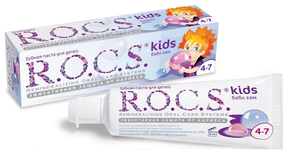 Детская зубная паста R.O.C.S. Kids "Бабл гам", 45 г - фото 1 - id-p156505730