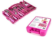 Набор инструмента с антискользящими ручками  Joli Angel TLK-045-R 45 предметов в розовом кейсе