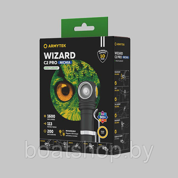 Фонарь Armytek Wizard C2 Pro Nichia Magnet USB - фото 6 - id-p157365602