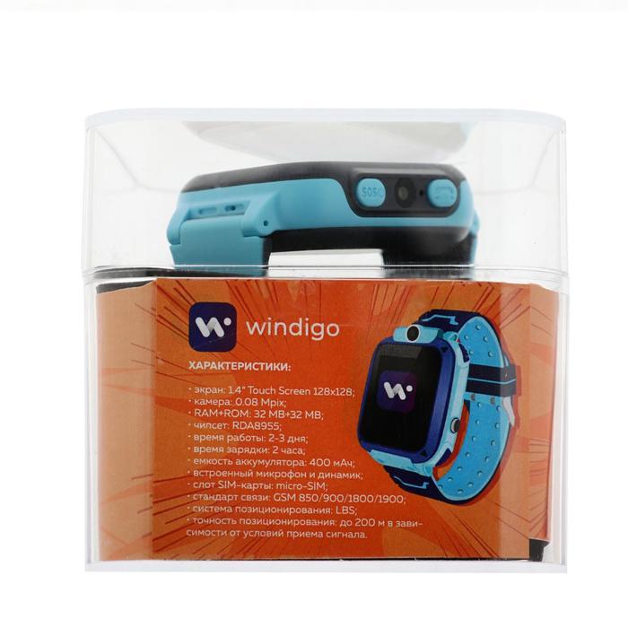 Детские смарт-часы Windigo AM-15, 1.44", 128x128, SIM, 2G, LBS, камера 0.08 Мп, голубые - фото 2 - id-p157376619