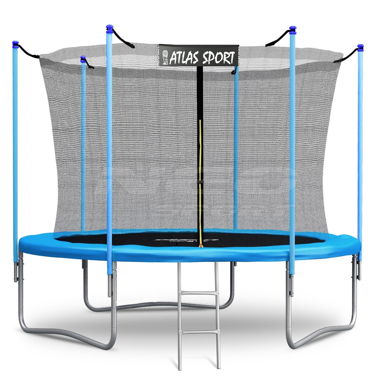 Батут Atlas Sport 252 см 8ft с внутренней сеткой и лестницей BLUE