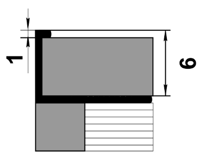 Профиль L-образный окантовочный для плитки ПК 01-6 алюминий без покрытия до 6мм длина 2700мм - фото 2 - id-p157392927