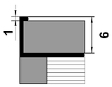 Профиль L-образный окантовочный для плитки ПК 01-6 серебро люкс до 6мм длина 2700мм, фото 2