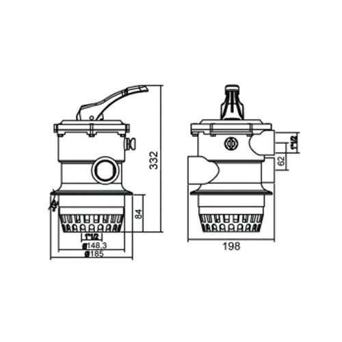 Кран шестиходовой Aquaviva 2'' (верхнее подключение) для фильтров серии V - фото 2 - id-p157394559