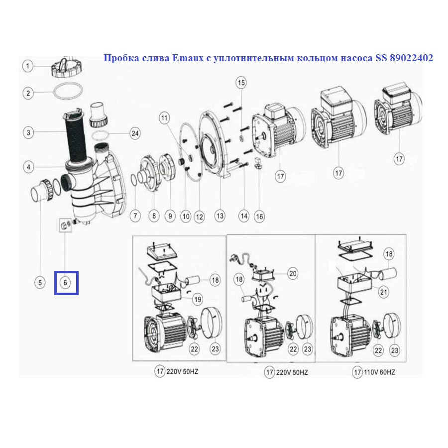 Пробка слива AquaViva с уплотнительным кольцом насоса SS 89022402 - фото 2 - id-p157393810