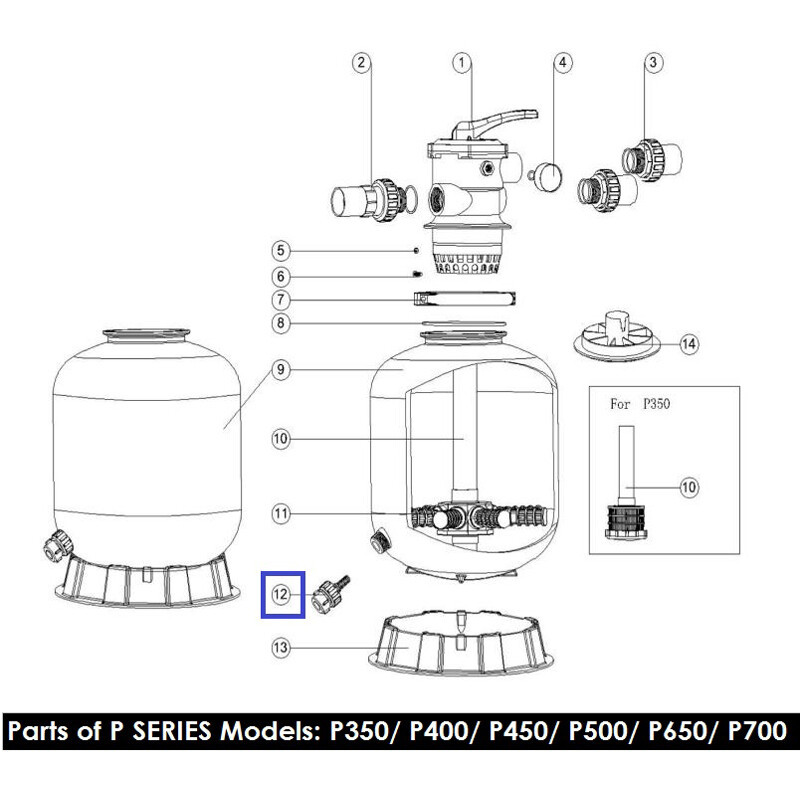 Дренажный клапан для фильтров Aquaviva серии MFV, MFS, P, SP (89011601) - фото 2 - id-p157394753