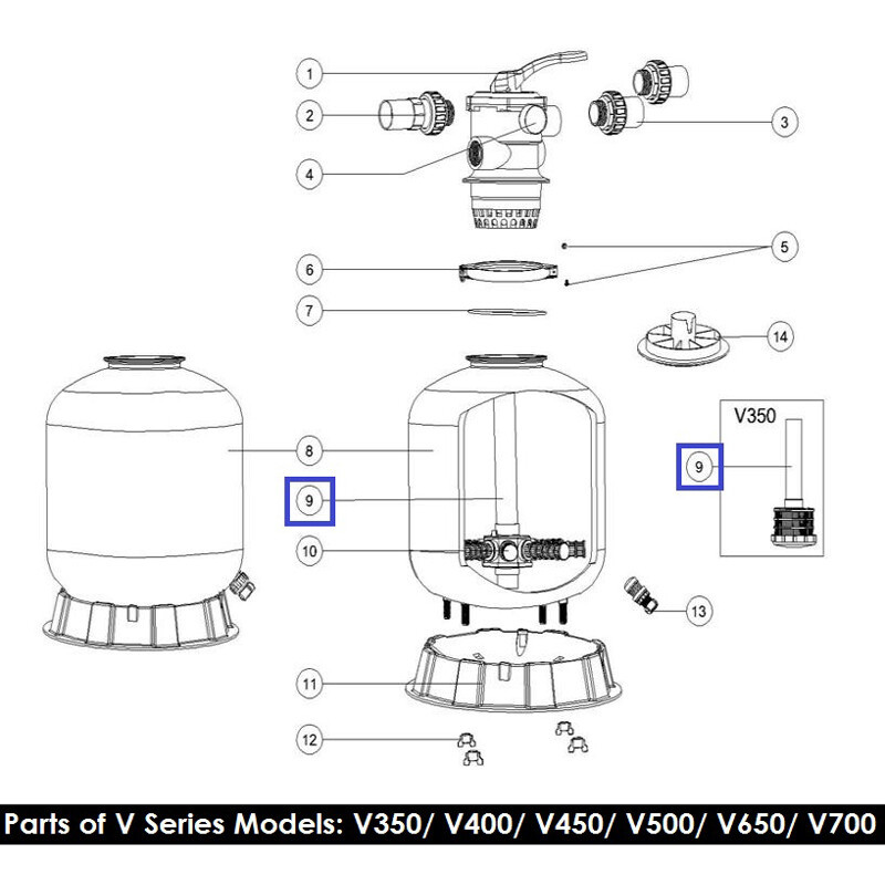 Дюзовая коробка с трубой для фильтров Aquaviva серии V350 (89010106) - фото 2 - id-p157394756