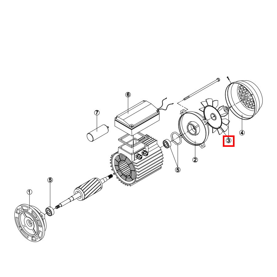 Вентилятор эл.двигателя для насоса KAP/KA/KAN/KT/BC/BCP MEC100 M2 (RMOT0003.05R) - фото 2 - id-p157393876