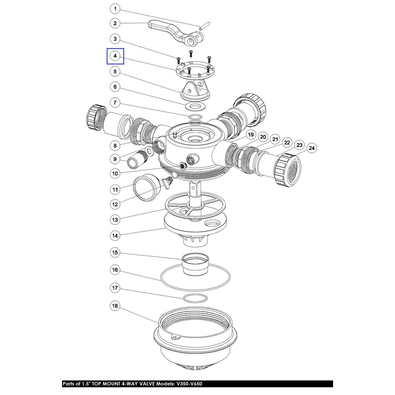 Прижимное кольцо верхн. 4-поз. клапана 1.5" для фильтров Aquaviva V350-V650 (1013040) - фото 2 - id-p157394805