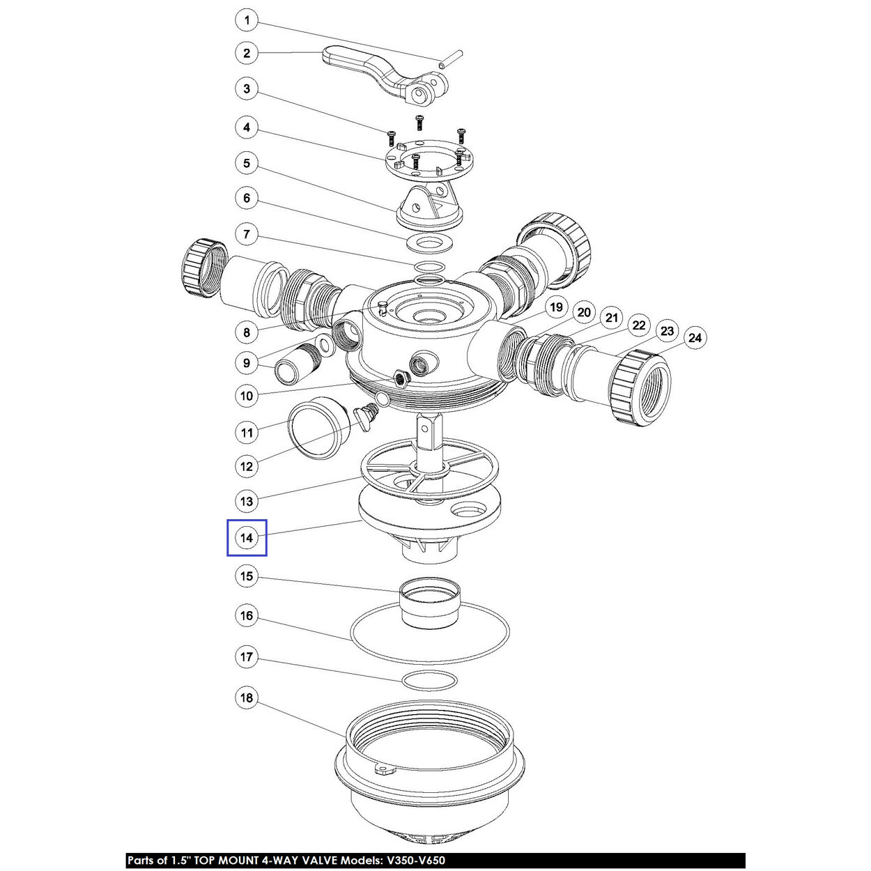 Ротор 1.5" Aquaviva для верхнего 4-поз. клапана V350-V650 (1021003) - фото 2 - id-p157394815
