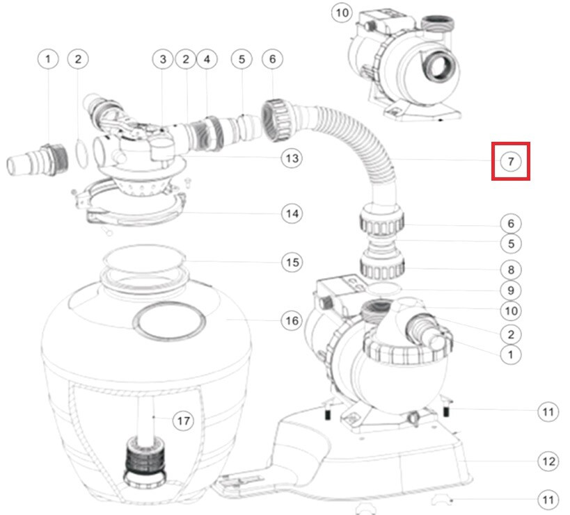 Шланг подключения фильт-насоса с муфтами для ф/у Aquaviva FSU - фото 2 - id-p157394934