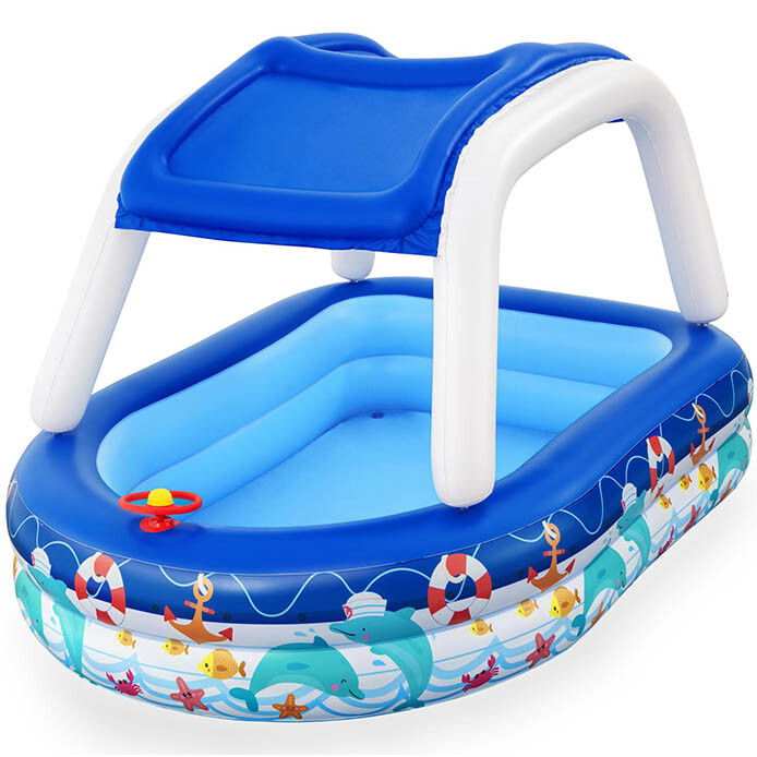 Детский надувной бассейн Bestway 54370 (213x155x132 см) с навесом от солнца - фото 1 - id-p157394187