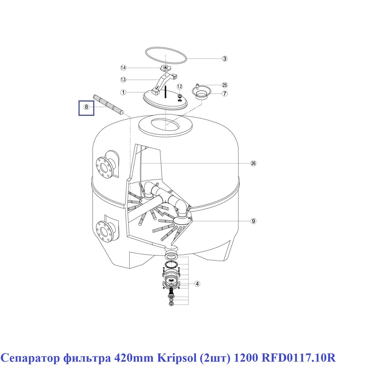 Сепаратор фильтра 420mm Kripsol (2шт) 1200 RFD0117.10R - фото 2 - id-p157395094