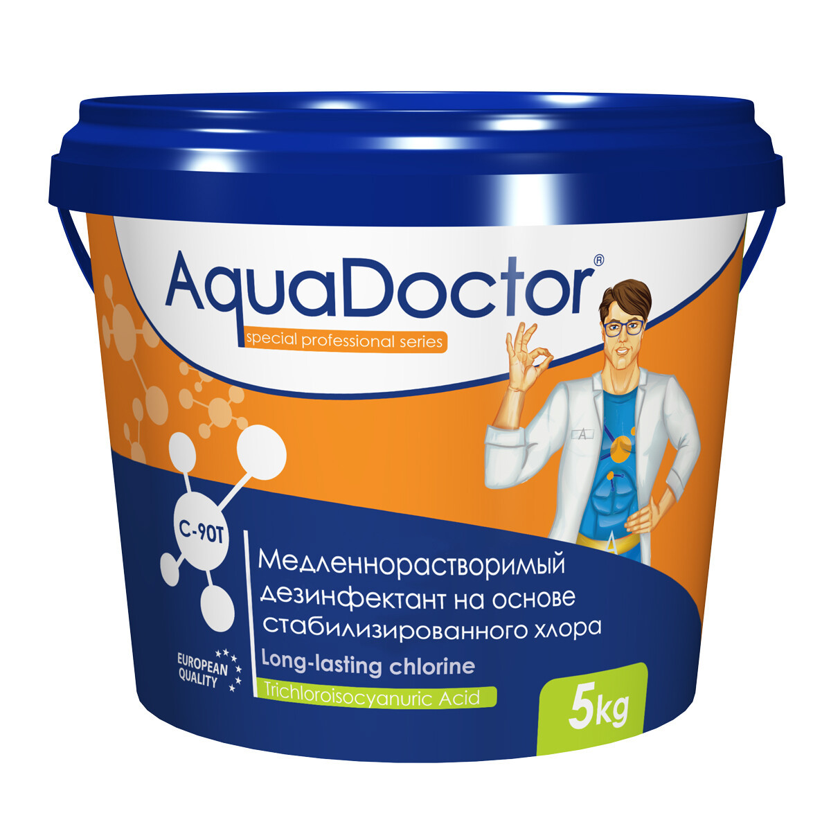 Дезинфектант для бассейна на основе хлора длительного действия AquaDoctor C-90T 5 кг. - фото 1 - id-p157394255