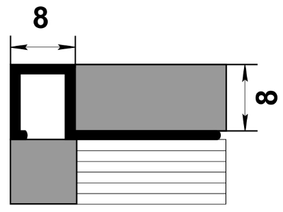Профиль окантовочный П-образный ПК 11-8 алюминий без покрытия до 8мм длина 2700мм - фото 2 - id-p157401241