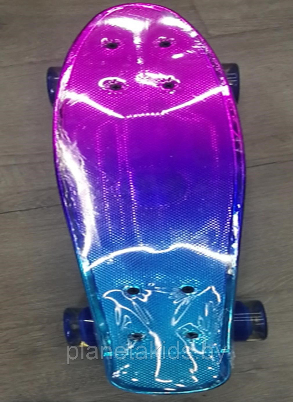 Скейтборд детский скейт, пенниборд колеса светятся металлик - фото 3 - id-p157444978