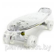 Скейтборд детский скейт, пенниборд колеса светятся металлик - фото 9 - id-p157444978