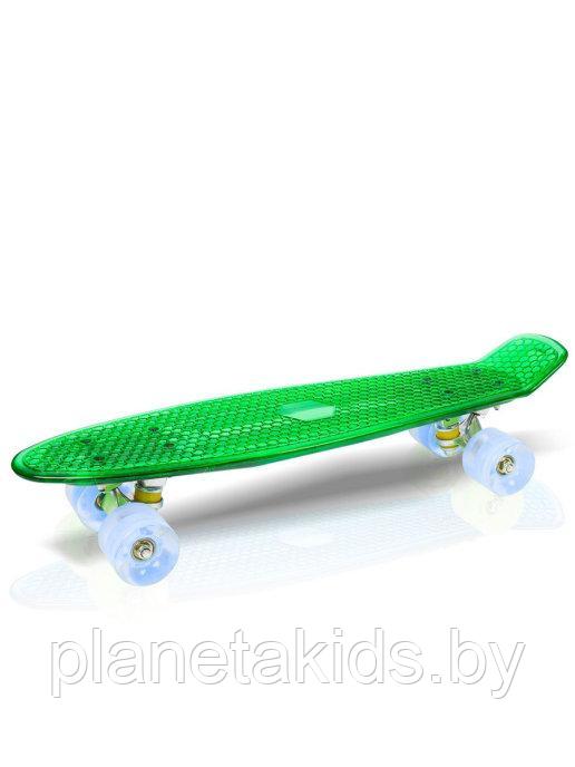 Скейтборд детский скейт, пенниборд колеса светятся металлик - фото 7 - id-p157444978