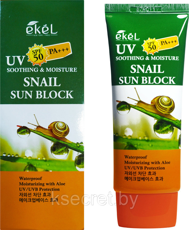 EKEL UV Sun Block SPF50/PA+++ Солнцезащитный крем с муцином улитки - фото 1 - id-p157537021