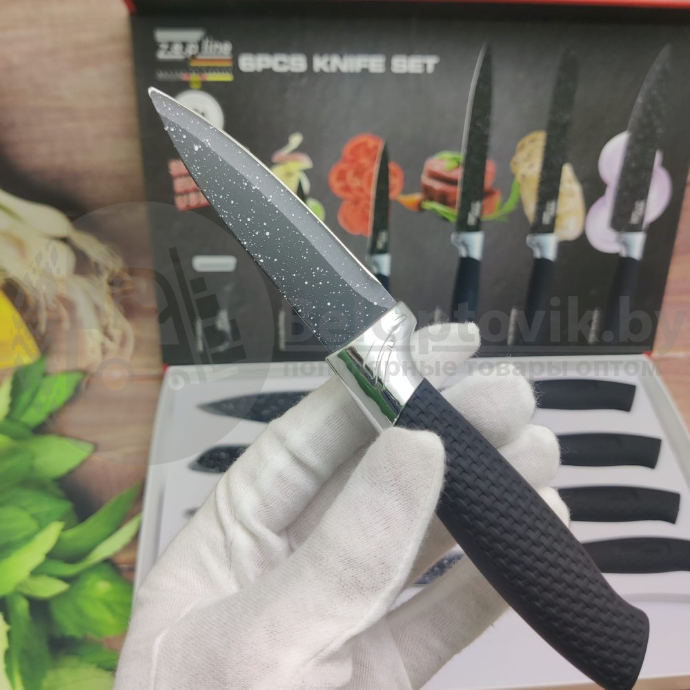 Набор ножей Zep Line c антибактериальным покрытием MarmoBio, 6 предметов ZP-6680 - фото 5 - id-p153408525