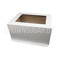 Коробка под торт сборка - конверт с окном (Россия, белый картон, 300х400х200 мм)