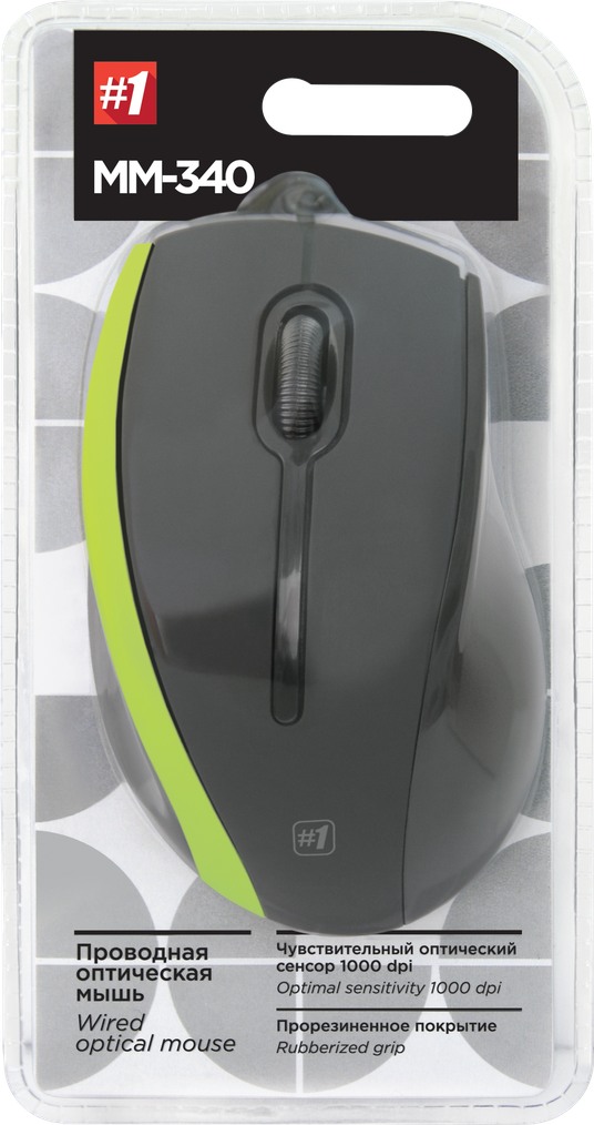 Проводная оптическая мышь Defender MM-340 черный+зеленый, 3 кнопки, 1000dpi - фото 2 - id-p120058791