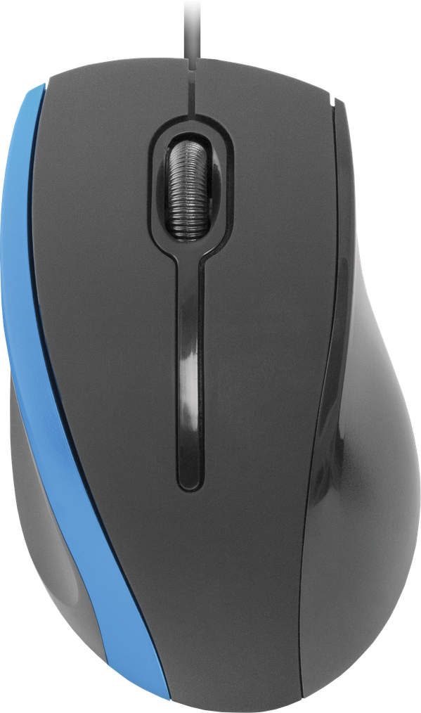 Проводная оптическая мышь Defender MM-340 черный+синий, 3 кнопки, 1000dpi - фото 1 - id-p157647901