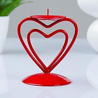 Подсвечник декоративный «Сердца» красный