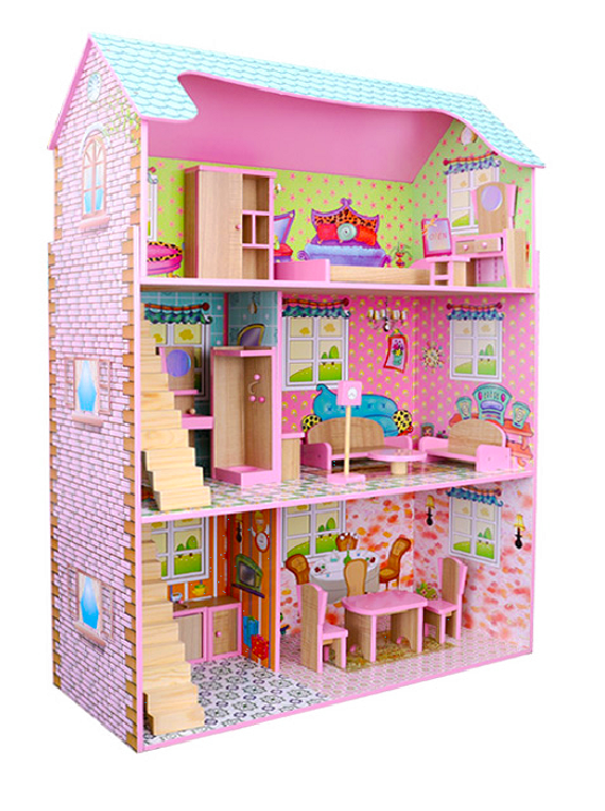 Домик для кукол Барби Dream House с мебелью, деревянный, высота 110 см, арт. B745 - фото 3 - id-p139268567
