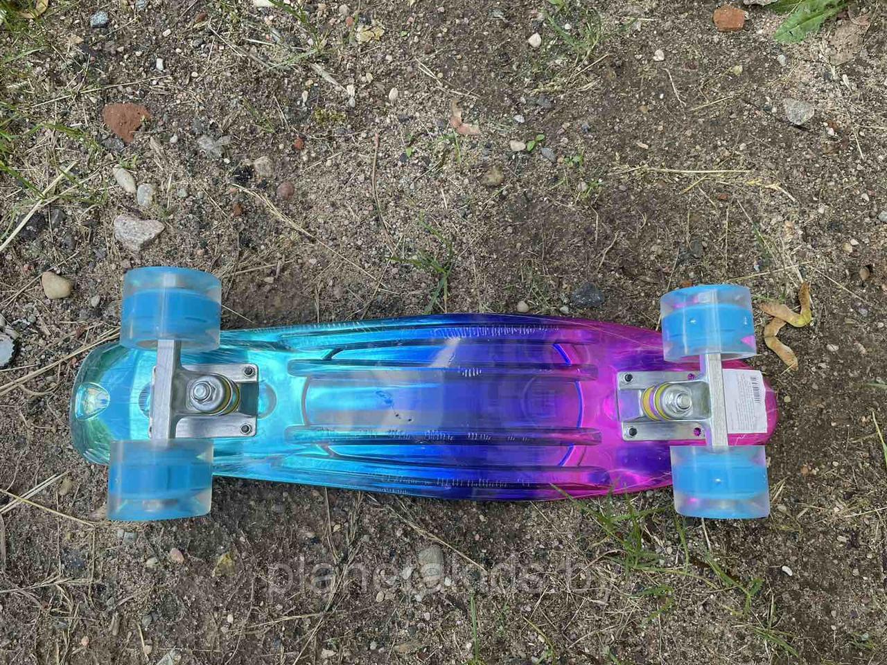 Скейтборд детский скейт, пенниборд колеса светятся металлик - фото 2 - id-p157444978