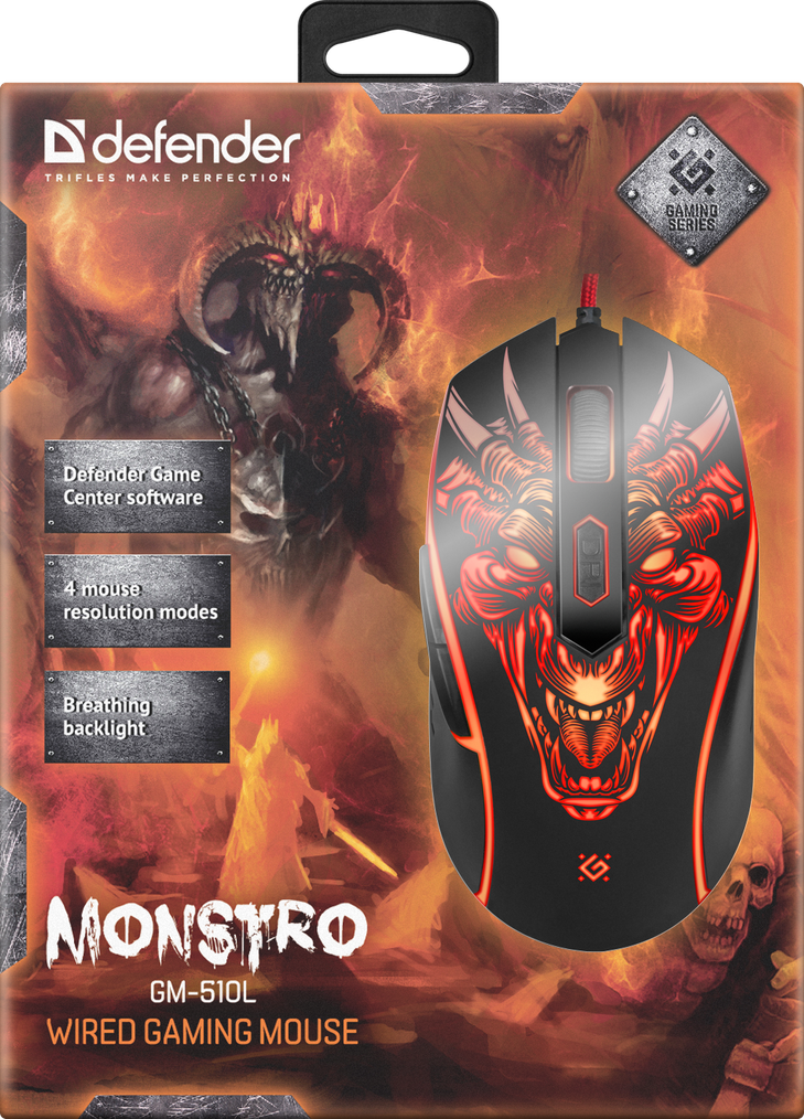 Проводная оптическая игровая мышь Defender Monstro GM-510L, 6 кнопок, 1200-3200dpi - фото 6 - id-p157663695