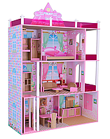 Домик деревянный для кукол DOLL HOUSE с мебелью (высота 135,5 см), B744