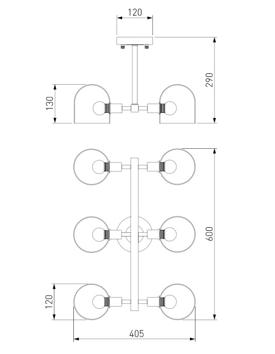 Потолочная люстра в стиле лофт Eurosvet 70103/6 бронза/черный - фото 3 - id-p157670300