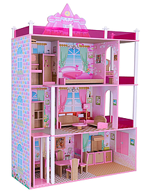 Домик деревянный для кукол DOLL HOUSE с мебелью (высота 135,5 см), B744