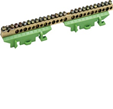 Клеммная колодка на DIN-рейку (1х25мм2 + 11х16мм2 + 13х10мм2), Зеленая Hager