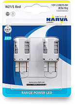 Лампа светодиодная NARVA W21/5W 12V красная (2 шт.)